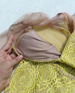nude net bodycon dress