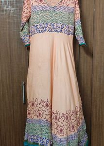Peach Floral Print Attractive Branded Anarkali