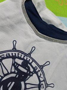 White And Neavy Blue Colour Top For Women.