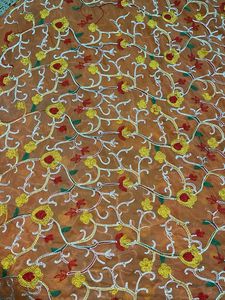 Orange Embroidered Chiffon Chunni