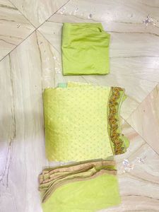 Lime Green Gown- Elegant Embroidery