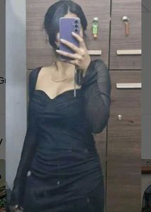Black Sheer Fringe Dress