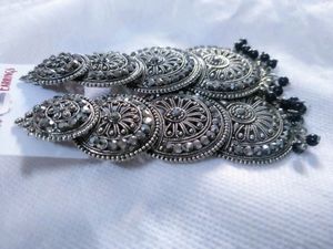 Black Metal Studded Indian ethnic earrings For Women.