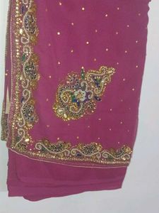 Elegant Pink Embroidered Saree
