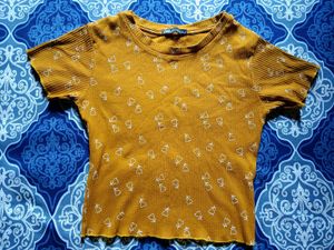 Zara Mustard Yellow Crop Top