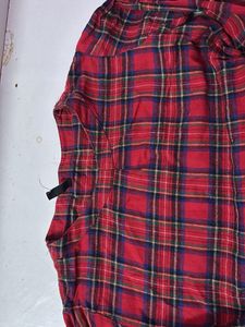 Red Plaid Shirt Dress