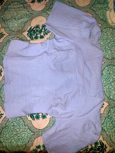 Puff Sleeve Blue Crop Top