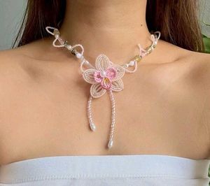 Floral orchid Beaded Necklace