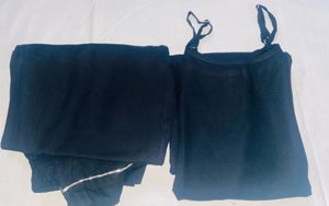 Women Black Kurti With Pant Set Of Rayon