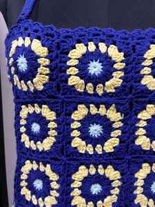 Blue Floral Crochet Top