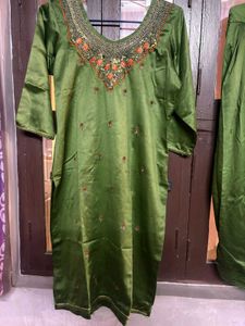 Green Embroidered Kurta Set