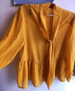 M&amp;S Yellow A- Line Top