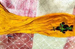 Boho Mustard Yellow Tunic Dress with Front Embroid