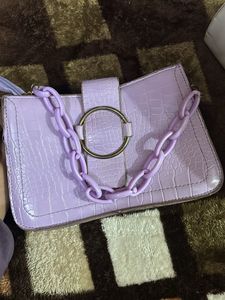 Lilac Croc Embossed Chain Bag