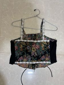 Floral Tapestry Corset Top
