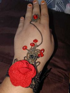 Red Rose Lace Bracelet Ring