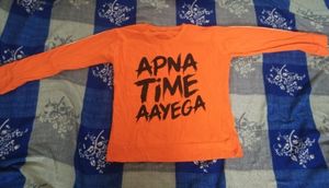 Apna Time Aayega Orange Full Sleeve T-shirt