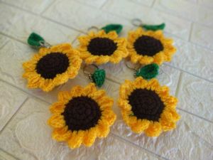 Sunflower Crochet Keychain