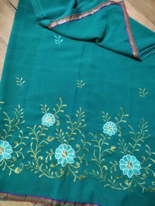 Elegant Green Embroidered Saree