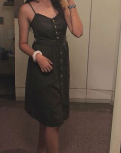 Dark olive thin strap dress
