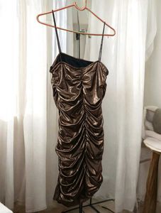 Price Dropped Metallic Ruched Party Hot Dress