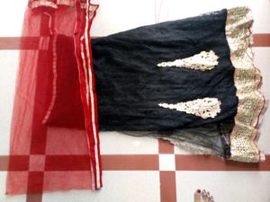 Elegant Black Net Lehenga Chundri Set Blouse Missi
