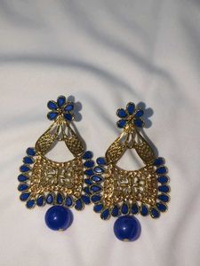 Blue & Gold Statement Earrings