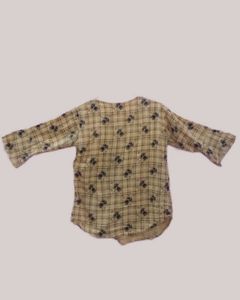 Chic Mustard Checkered Floral Top