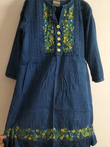 Denim Embroidered Dress