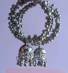 Boho Silver Jhumka Earrings