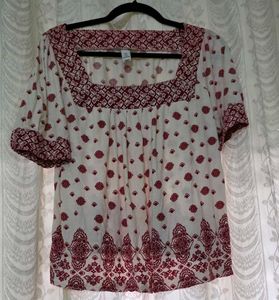 H&M Red and White Top Square Neck L