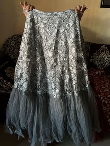 Elegant Silver Ethnic Skirt