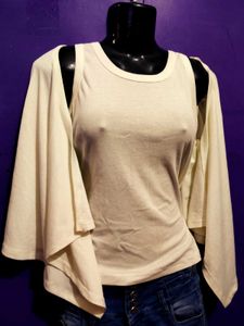 White Tank with Open Sleeve Cardigan