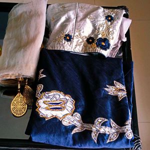 🛍️Blue & Grey Embroidered Lehenga Choli⭐⭐