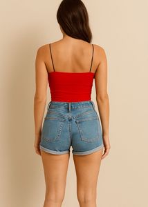 Zara Red Strappy Crop Top - Size L