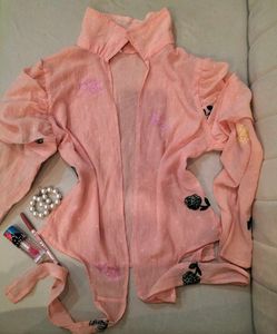 Vintage Embroidered Peach Blouse & A Crop-top