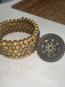 Gold Tone Bracelet & Ring