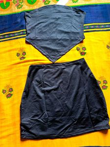 Shein Short Bandeau Top With black color Skirt