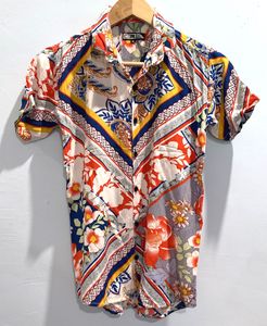 Multicoloured Floral Half Sleeve Shirt Chest 34 In