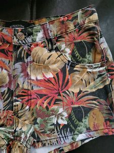 Printed Denim Shorts