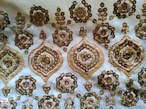 Embroidered Indian White Saree