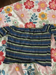 Striped off shoulder top