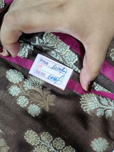 3 Pc Brown Silk Suit Set