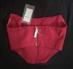 Trendyol Maroon Solid Corset Crop Top