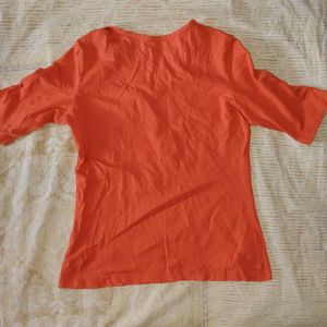 Coral Graphic Print Top