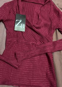 Burgundy Wrap Top - ZR