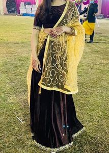 Designer Velvet Lehenga Choli With Dupatta