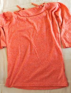 Graphic Bell Sleeve Top - Coral Color