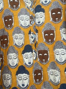 Blue Ribbon Buddha Printed Mustard Color Kurta