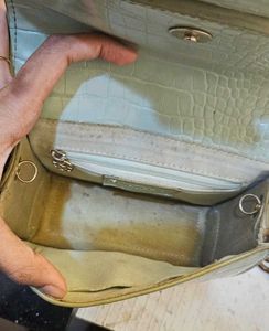 Miraggio Sage Green Croc Texture Sling Bag